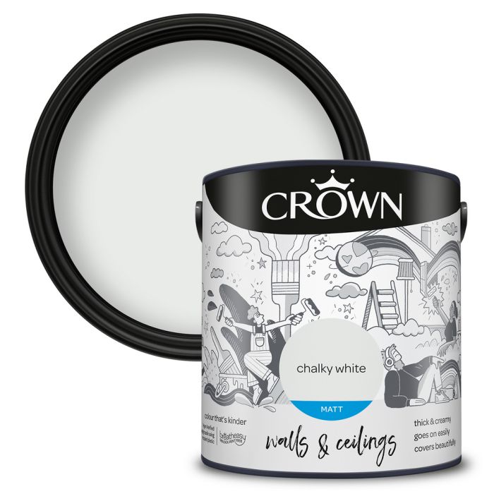 Crown Walls & Ceilings Matt Emulsion Paint Chalky White 2.5L