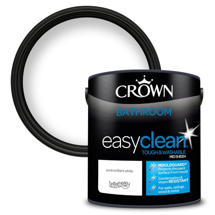 Crown Breatheasy Matt Bathroom Emulsion Paint Pure Brilliant White 2.5L