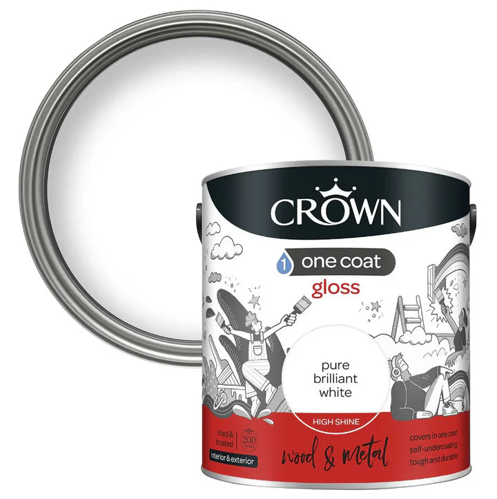 CROWN ONE COAT GLOSS BRILLIANT WHITE 2.5L