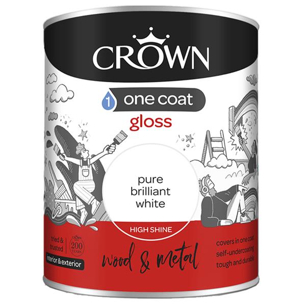 Crown One Coat Gloss Brilliant White 750ML