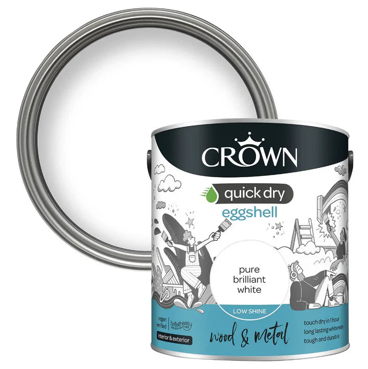 CROWN QUICK DRY EGGSHELL BRILLIANT WHITE 2.5L