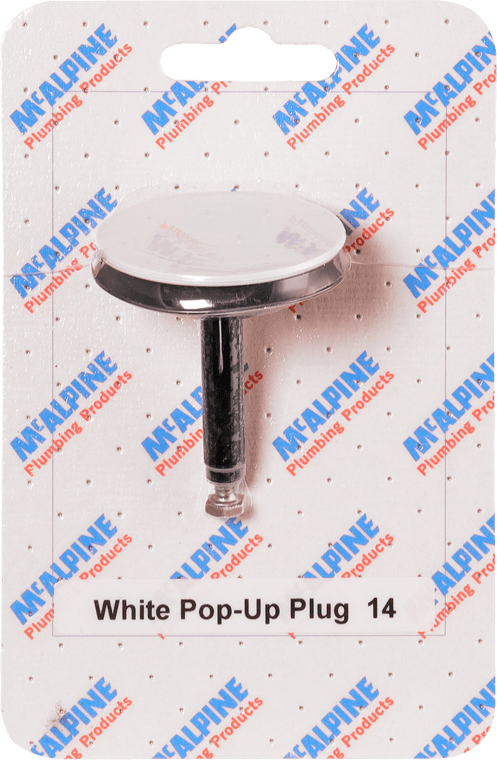 White 45mm Diameter Kitchen Sink Pop Up Waste Plug McAlpine CARD-14