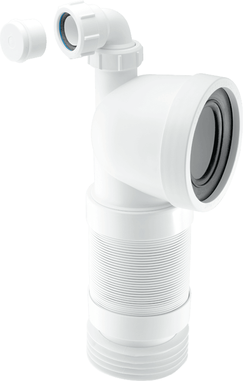 90° Flexible WC Connector with Universal Vent Boss WCCON8FV