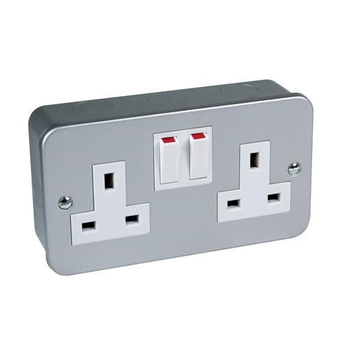 Metal Clad Twin Switched Socket 13Amp BS1363 pt2 WMSSK2