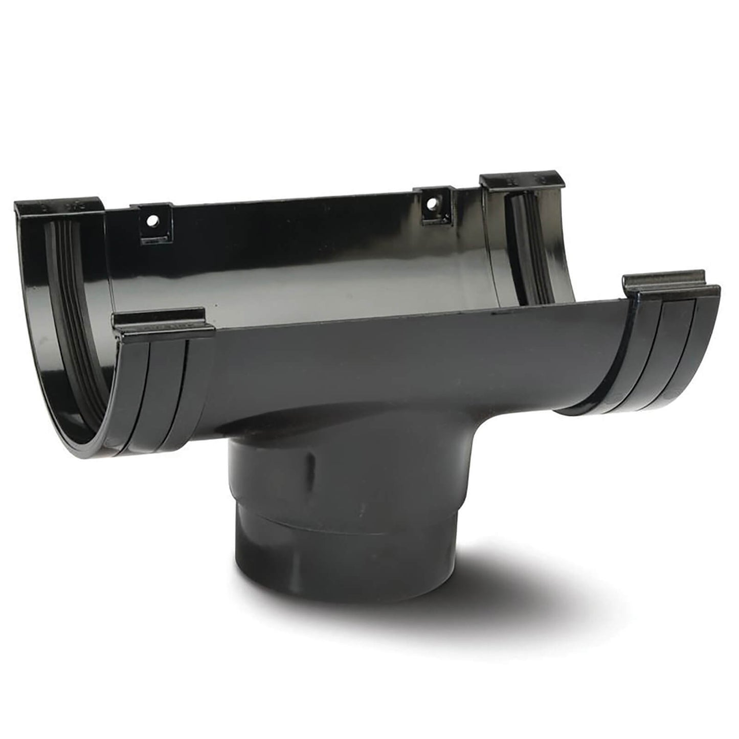 112mm Half Round Running Outlet Black