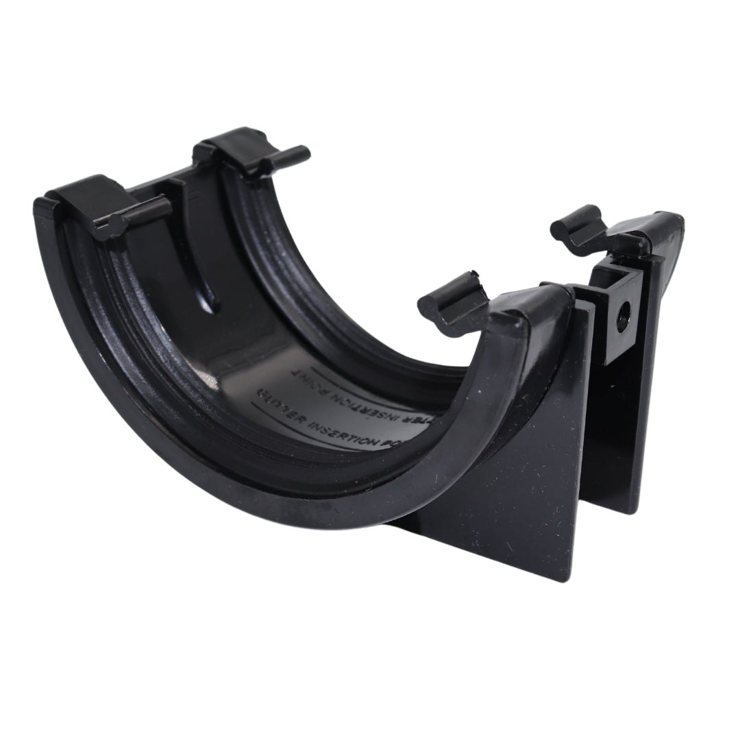 112mm Half Round Union Bracket Black