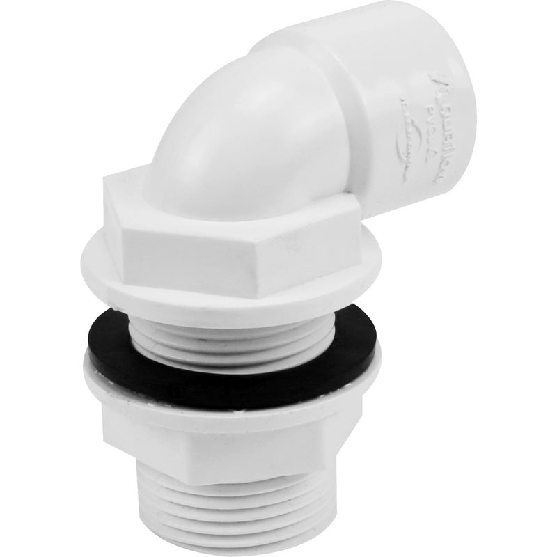 White Overflow Tank Connector 21.5mm Bent