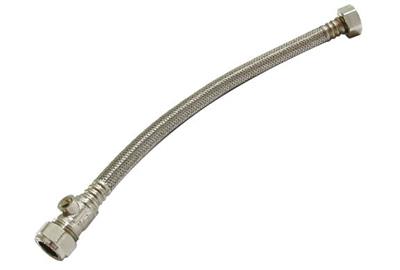 15mm x 1/2" FLEXIBLE TAP CONNECTOR WITH ISO VALVE 300mm Item No. BFFTCIV-15D300