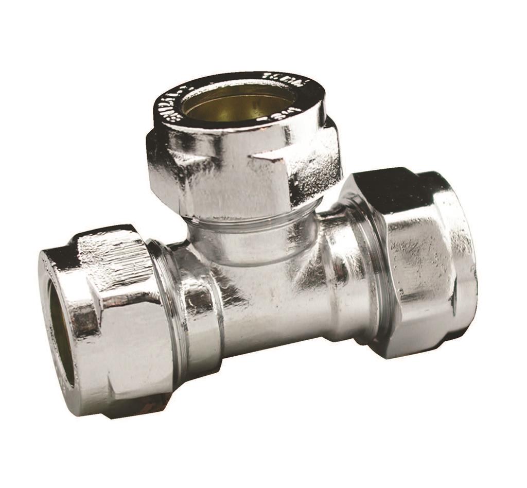 CHROME COMPRESSION 15mm EQUAL TEE Item No. CCET-15