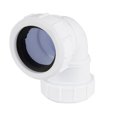 PLASTIC COMPRESSION 40mm 90 DEGREE BEND WHITE Item No. PRWFCB-40W