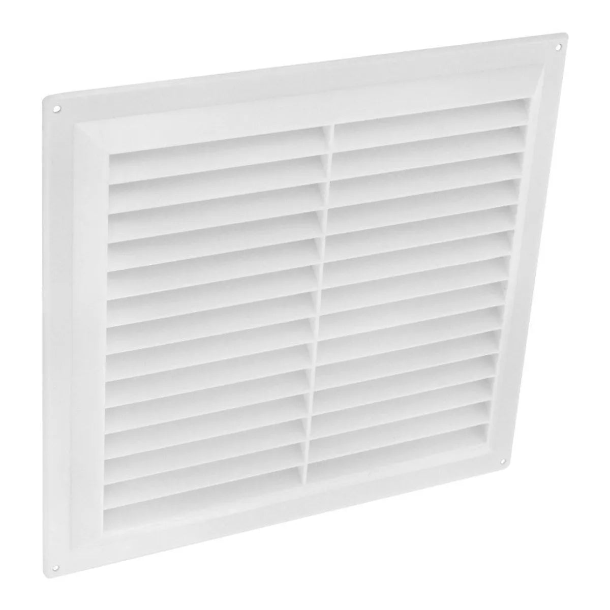 Securit S3259 White Plastic Louvre Vent 9" X 9" with Fixed Fly Screen