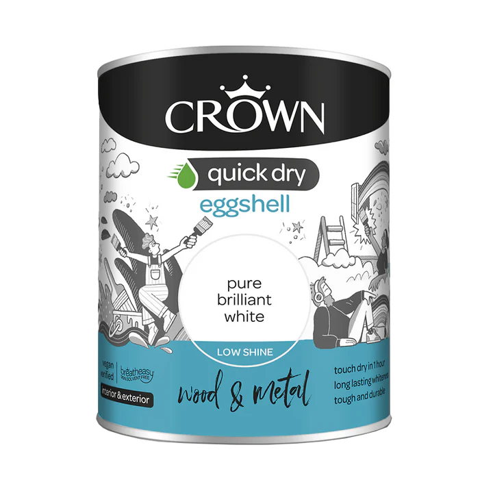Crown Quick Dry Eggshell Brilliant White - 750ml
