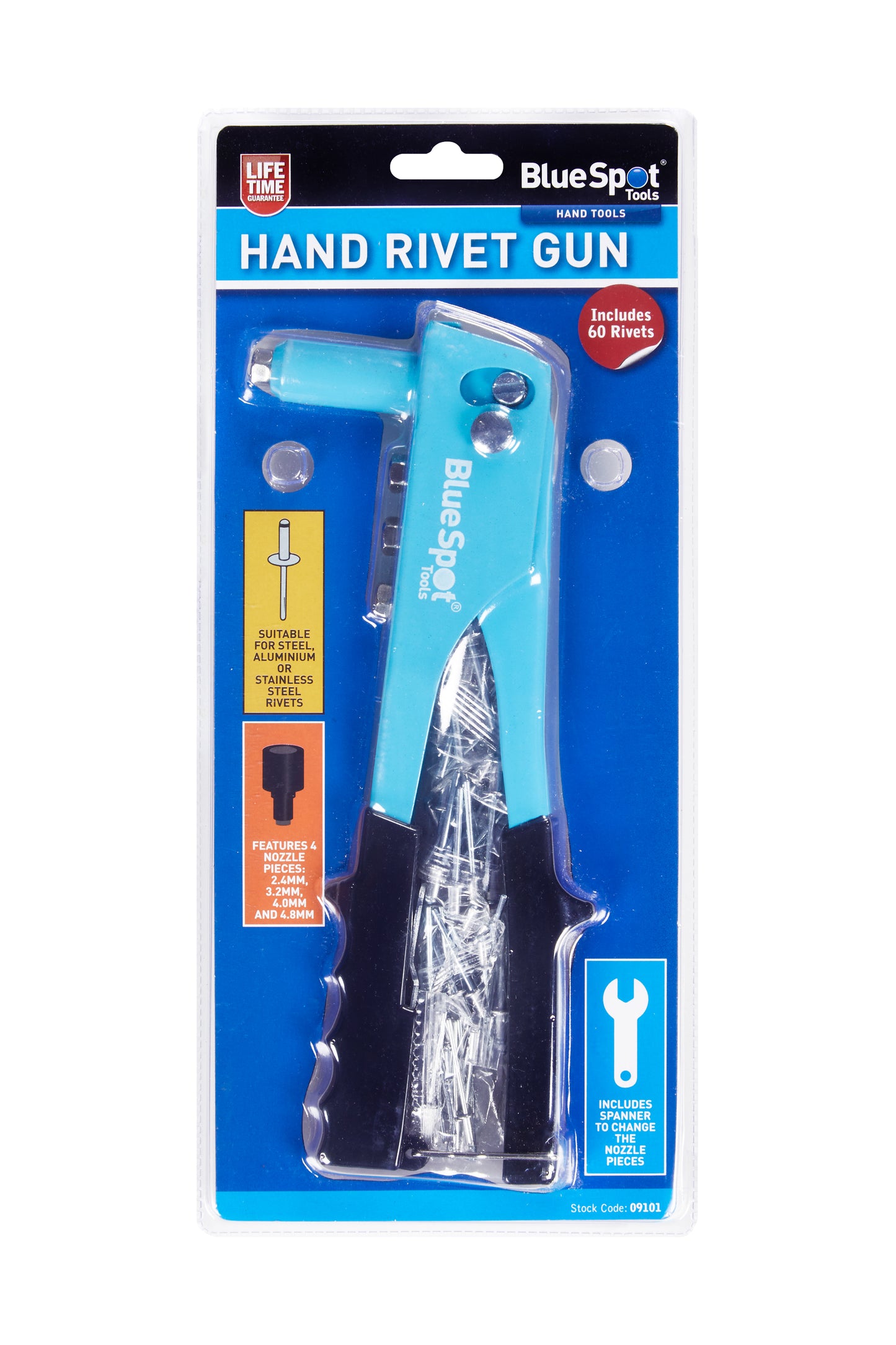 Hand Rivet Gun Kit Including 60 Rivets