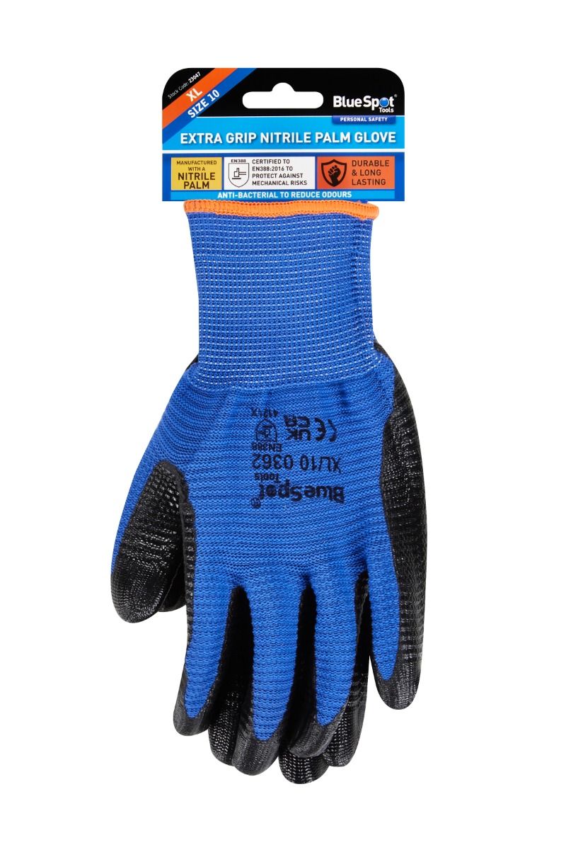 Blue Spot Tools XL Extra Grip Nitrile Palm Glove