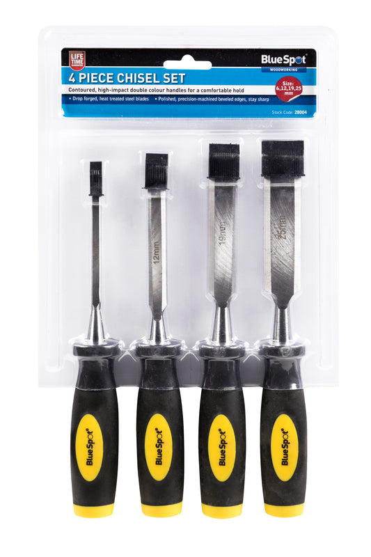 4PC Ergonomic Handle Wood Chisel Set