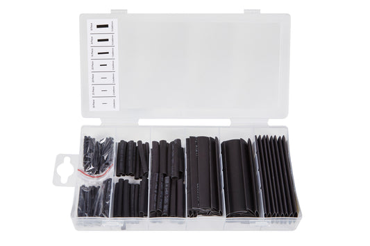 127PC Black Heat Shrink Tubing Set