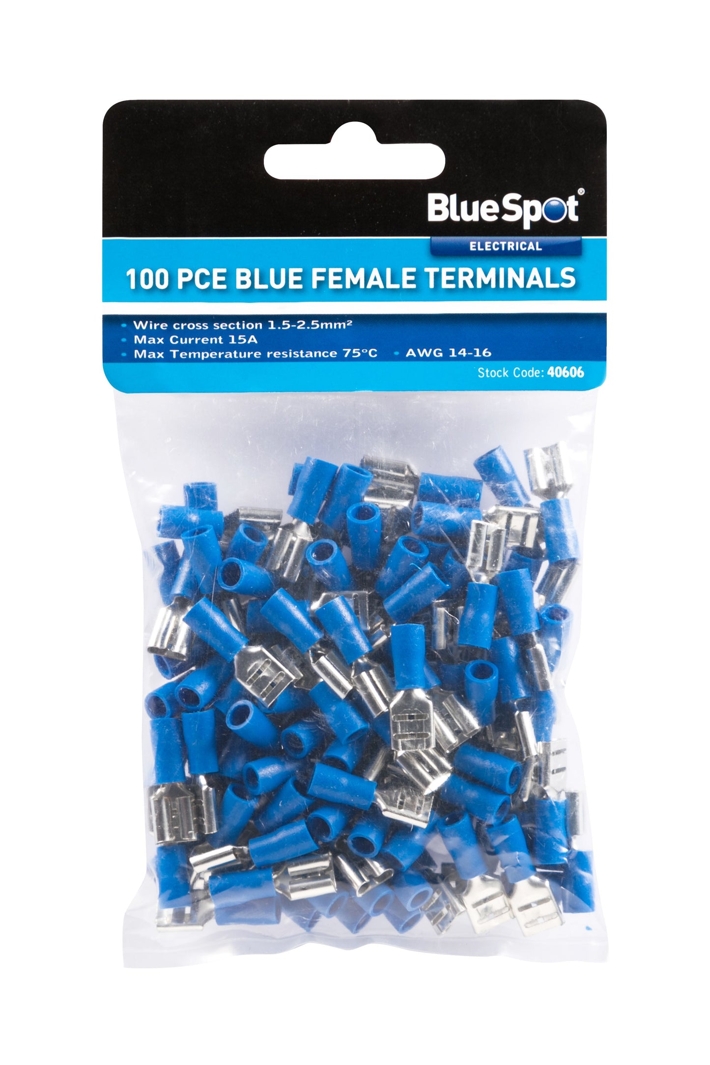 100PC Blue Female Spade Terminals