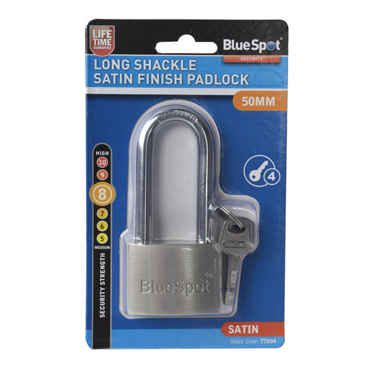 50mm Long Shackle Satin Finish Padlock