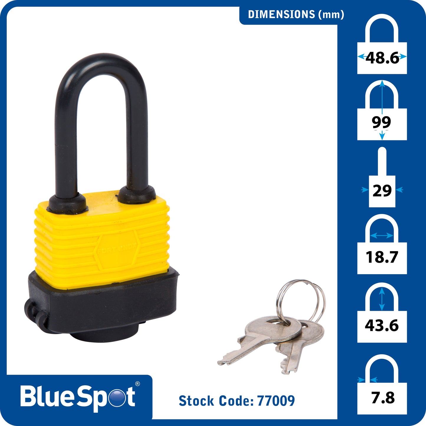 40mm Long Shackle Weatherproof Padlock