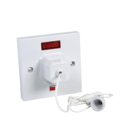 Ceiling Switch 45Amp + Neon Pull Cord CEDCLS45N