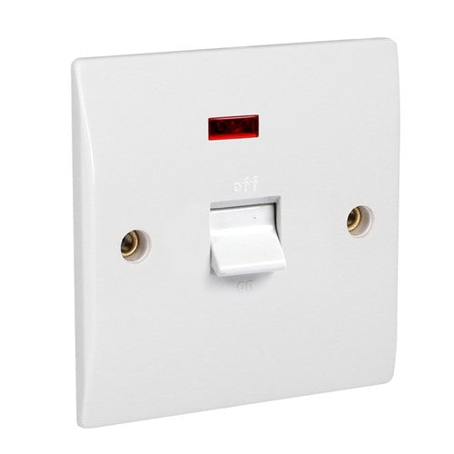 Flat moulded 45Amp DP Switch Single Plate + Neon FWCS45N