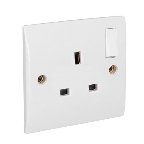 Flat moulded 13Amp Single Switch Socket FWSSK1