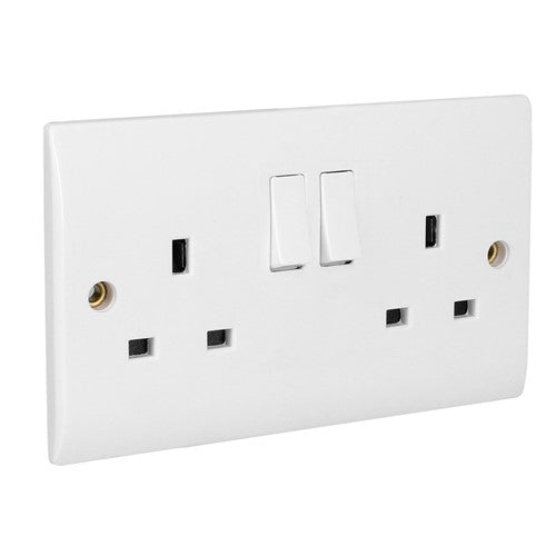 Flat moulded 13Amp Twin Switch Socket FWSSK2