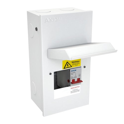 4 Way Metal Consumer Unit c/w Isolator 2P 100A (2 Free ways)