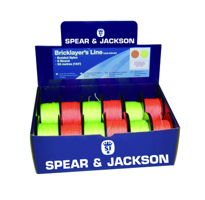 SPEAR & JACKSON brick / Chalk line, 50 Mtr, 8 Strand, Braided Nylon SJUK50M80Y