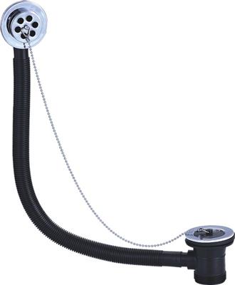 1 1/2" BATH COMBINATION OVERFLOW WASTE - BLACK PLUG & CHROME CHAIN Item No. ACMBWCO-H
