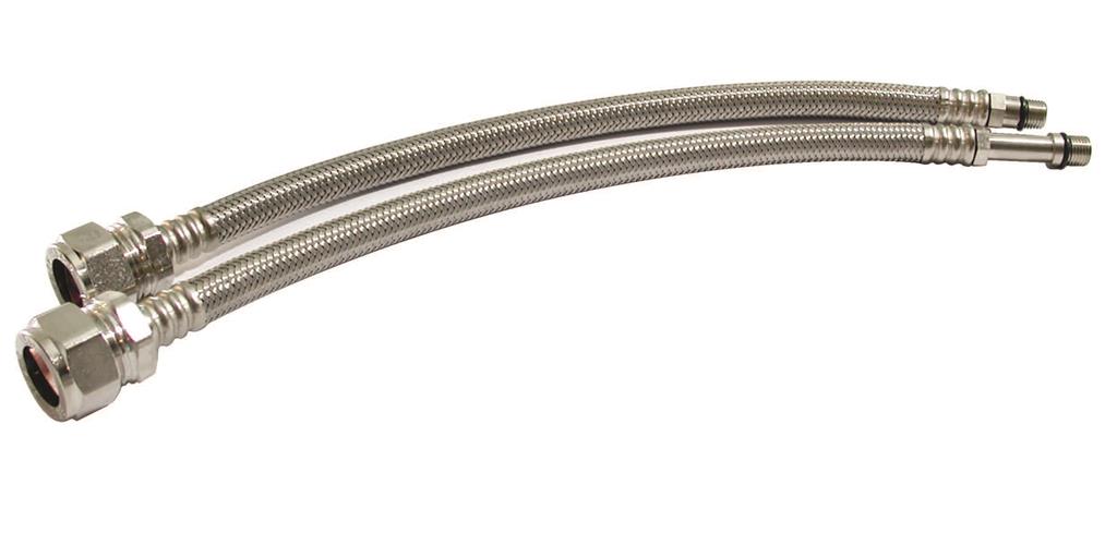 15mm x 10mm MONOBLOC 300mm FLEXI TAP CONNECTOR - PAIR Item No. BFFTC-1510
