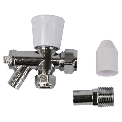 RADIATOR VALVE ANGLED WITH DRAIN OFF COCK 15mm Item No. BFRVADOC-15