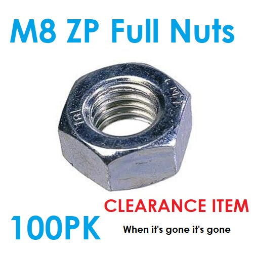 100PC M8 Full Nuts - CLEARANCE - Last of Stock!