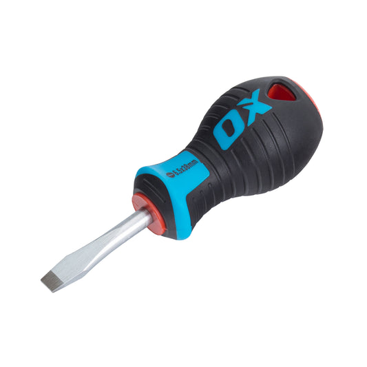 OX Pro Slotted Flared Screwdriver Stubby – 6.5 x 38mm