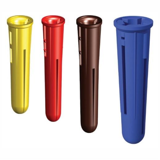 Plastic Wall Plugs - Red - Yellow - Brown - Blue