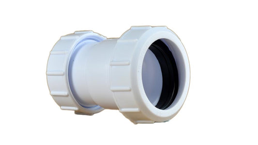 PLASTIC COMPRESSION 40mm x 32mm REDUCING COUPLING WHITE Item No. PRWFCR-4032W