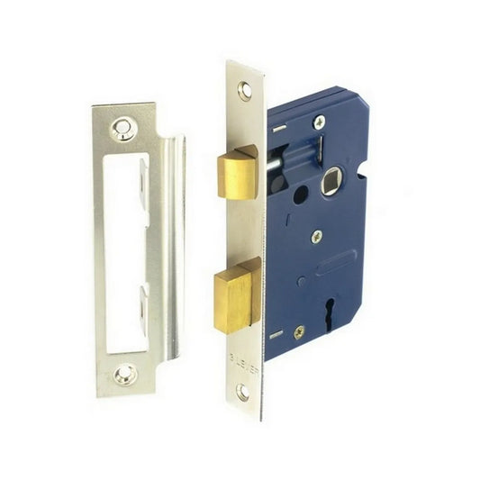Securit S1832 3 Lever Sash Lock Nickel Plated 63mm
