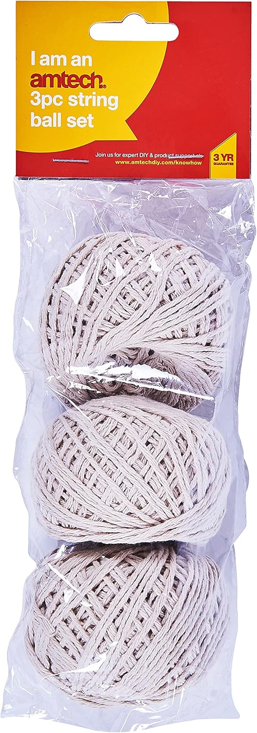 U5250 Ball of String for Craft, Home, Garden and Gift Wrap, White, 3 Pieces of 45M