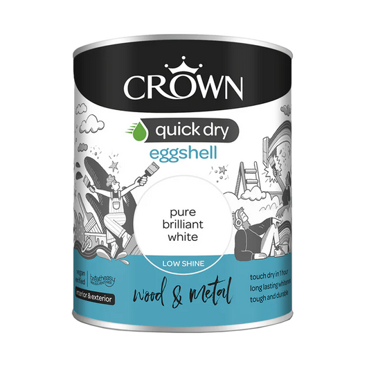 Crown Quick Dry Eggshell Brilliant White - 750ml